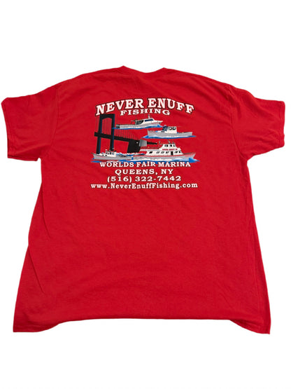 RED NEVER ENUFF SHORT SLEEVE T-SHIRT